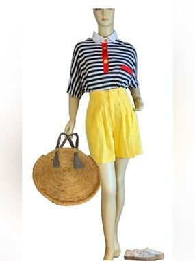 VINTAGE 1980'S CASABLANCA YELLOW HIGH WAIST SHORTS (14)